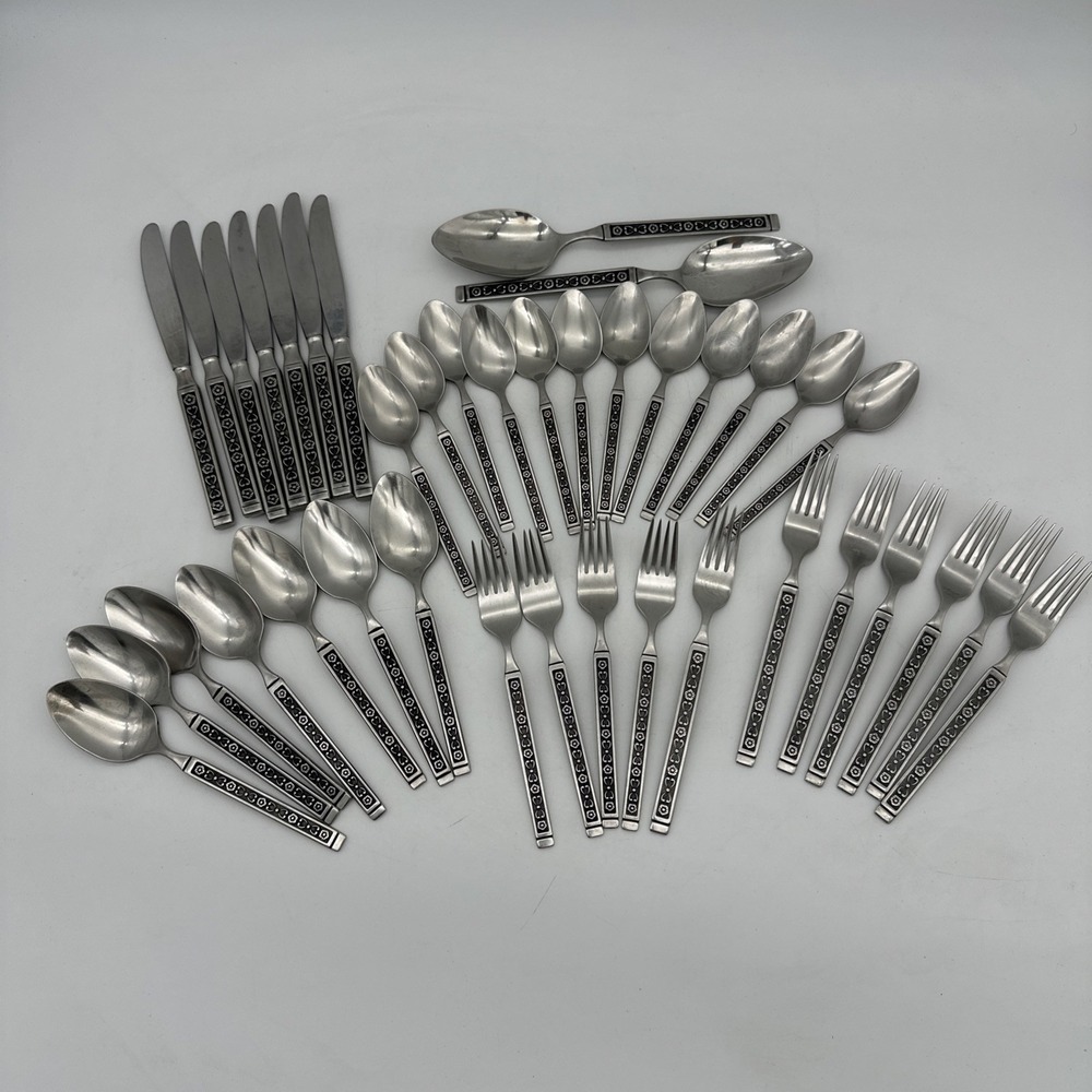 MCM GORHAM HACIENDA Stainless Flatware Set 39 Pieces Knives Forks Spoons Serving